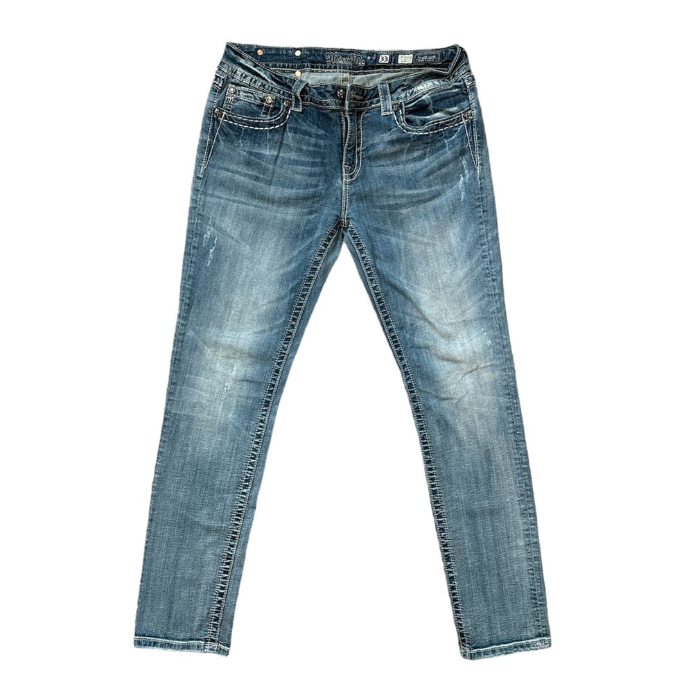 Miss Me Jeans Women 33x31 Blue Denim Skinny Straight Faded Casual Pockets Womens